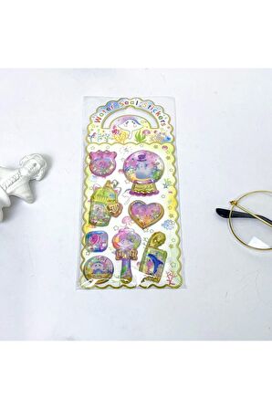Sulu kabartma model-2 3D trend şekiller çocuk genç telefon tablet defter etiket çıkartma sticker