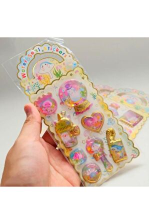 Sulu kabartma model-2 3D trend şekiller çocuk genç telefon tablet defter etiket çıkartma sticker