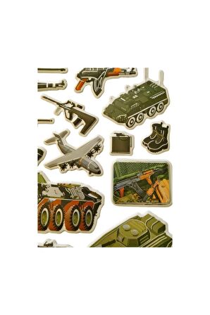 19,5  X18cm Orta Boy tank tabanca Puffy etiket çıkartma sticker