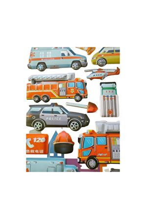 19,5  X18 cm Orta Boy araç ambulans polis itfaiye Puffy genç çocuk kız erkek etiket çıkartma sticker