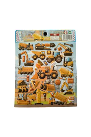 19,5  X18cm Orta Boy araç kamyon kepçe traktör Puffy genç çocuk kız erkek etiket çıkartma sticker