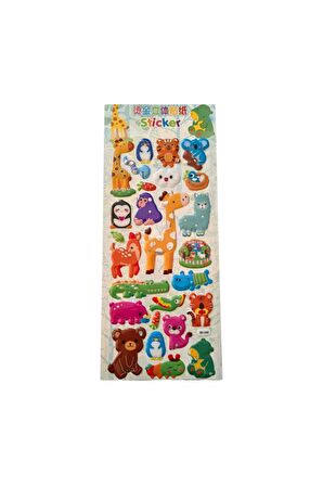 28,5 X13cm Büyük Boy hayvan ayı zürafa kedi kabartmalı Puffy boyamalı etiket çıkartma sticker