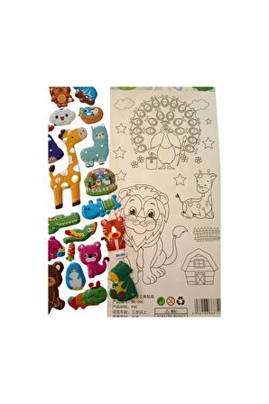 28,5 X13cm Büyük Boy hayvan ayı zürafa kedi kabartmalı Puffy boyamalı etiket çıkartma sticker