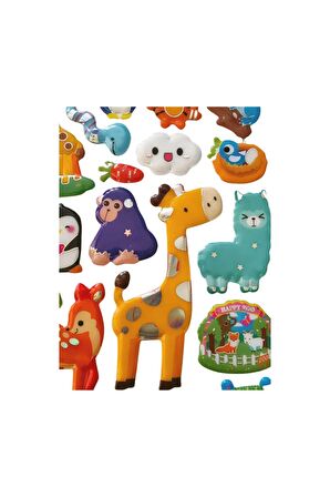 28,5 X13cm Büyük Boy hayvan ayı zürafa kedi kabartmalı Puffy boyamalı etiket çıkartma sticker