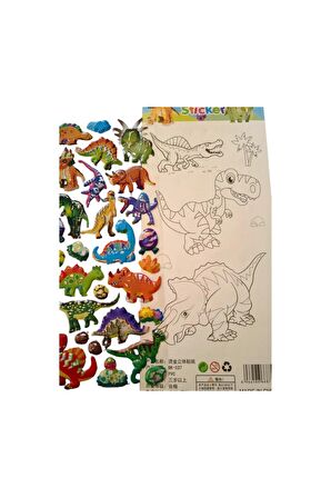 28,5 X13 cm Büyük Boy dinozor kabartmalı Puffy boyamalı etiket çıkartma sticker