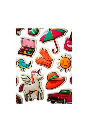 25x20 cm Büyük Boy Kabartmalı model-12 çocuk genç çıkartma telefon tablet etiket sticker
