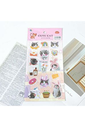 CATS kediler Kabartmalı puffy model-6 çocuk kız erkek etiket çıkartma sticker