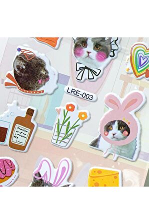 CATS kediler Kabartmalı puffy model-6 çocuk kız erkek etiket çıkartma sticker
