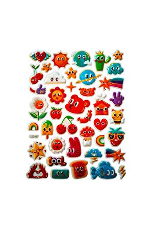 25x20 cm Büyük Boy Kabartmalı model-16 çocuk genç çıkartma telefon tablet etiket sticker