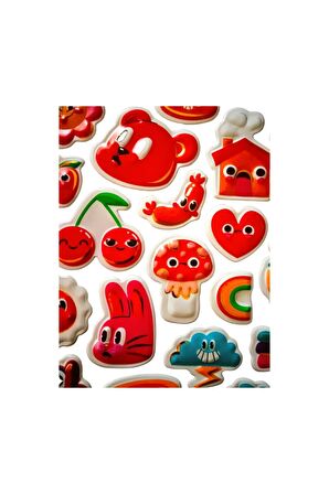 25x20 cm Büyük Boy Kabartmalı model-16 çocuk genç çıkartma telefon tablet etiket sticker