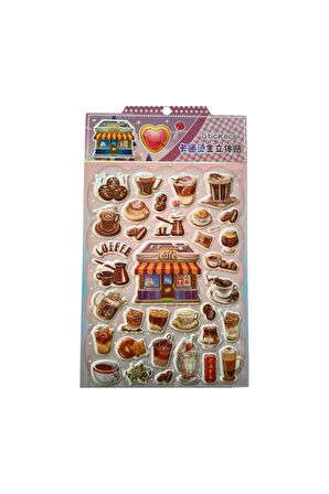 20 X13cm Orta Boy kahve coffee kurabiye Puffy genç çocuk kız erkek etiket çıkartma sticker