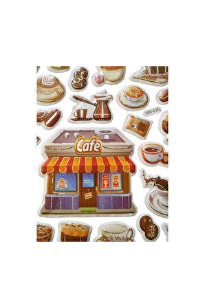 20 X13cm Orta Boy kahve coffee kurabiye Puffy genç çocuk kız erkek etiket çıkartma sticker