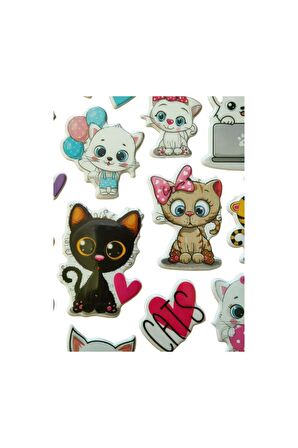 20 X13cm Orta Boy cat kedi Kabartmalı Puffy çocuk kız erkek etiket çıkartma sticker