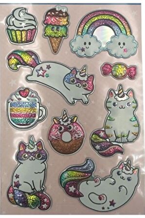 Kabartmalı kedi telefon PC party dekoratif çocuk etiket çıkartma puffy sticker