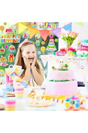 Happy birthday doğum günü model-1 2U puffy çocuk party kız erkek çıkartma etiket sticker