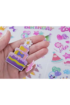 Happy birthday doğum günü model-1 2U puffy çocuk party kız erkek çıkartma etiket sticker
