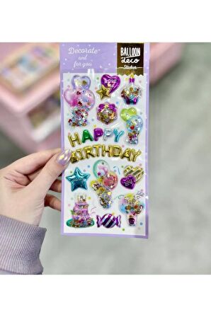 Dekoratif party doğum günü model-2 3d sticker balon puffy etiket defter telefon laptop PC çıkartma
