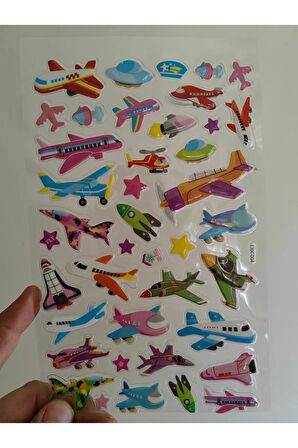 Büyük boy kabartmalı uzay helikopter mekik ufo çıkartma sticker etiket