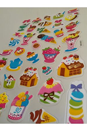 Büyük boy kabartmalı pizza dondurma şeker kek çıkartma sticker etiket