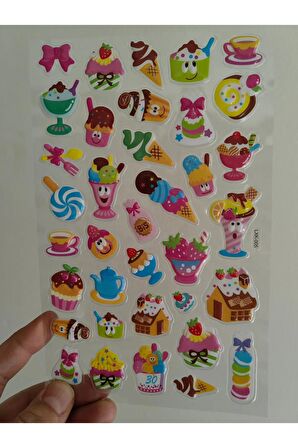 Büyük boy kabartmalı pizza dondurma şeker kek çıkartma sticker etiket