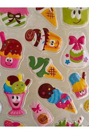 Büyük boy kabartmalı pizza dondurma şeker kek çıkartma sticker etiket