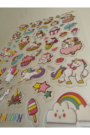 Büyük boy kabartmalı unicorn çıkartma sticker etiket