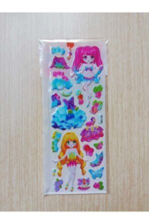 Deniz kızı kabartmalı etiket çıkartma sticker