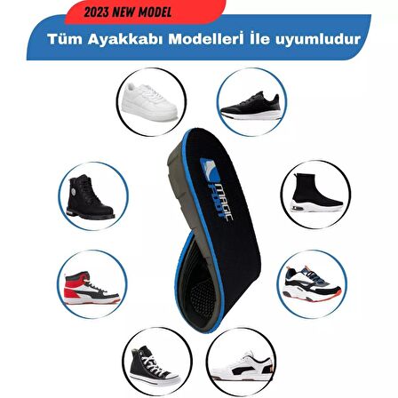 MagicFoot +3 Cm Boy Uzatıcı Tabanlık Ünisex Geliştirilmiş Tüm Ayakkabılarda Uyumlu Gizli Boy Yükseltici