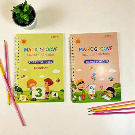 MAGİC GROVE Harfleri ve Sayıları Öğreten 2'li Kabartmalı Ingilizce Sihirli Kitap - Number / Drawing