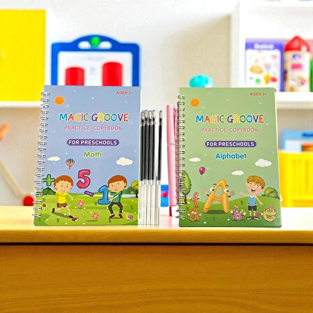 MAGİC GROVE Harfleri ve Sayıları Öğreten 2'li Kabartmalı Ingilizce Sihirli Kitap alphabet / maths