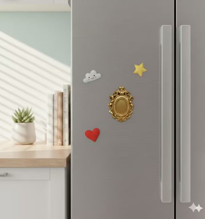 5’li Taş Tozu Magnet Çerçeve Seti El Yapımı Boyanabilir Fotoğraf Çerçevesi + 6 Akrilik Boya ve Fırça