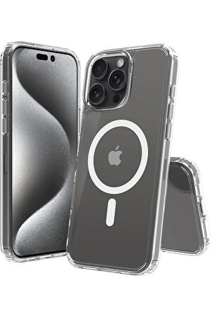 iPhone 14 Pro Max Uyumlu Magneticsafe Şeffaf Silikon Kılıf