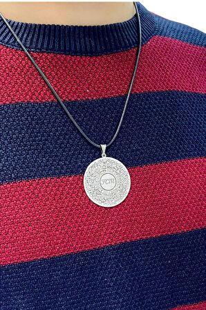 Ayetel Kürsi İçine İsminiz Yazılı Madalyon Dualı 925 Gümüş Kolye