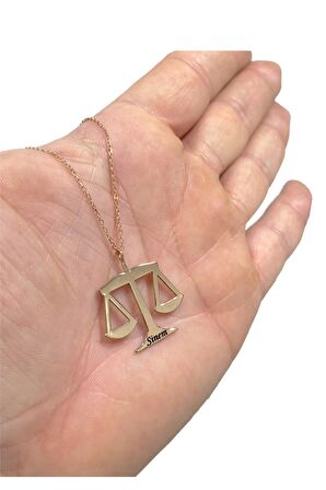 Adalet Terazisi İsim Yazılı  925 Gümüş Kolye