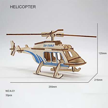 Hayal Sepeti helikopter Ahşap Maket Büyük Boy   Boyanabilir Maket