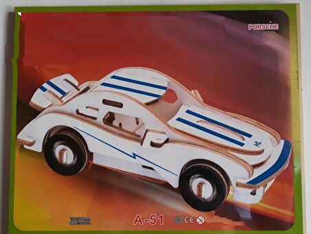 Hayal Sepeti PORSHE Ahşap Maket Büyük Boy   Boyanabilir Maket