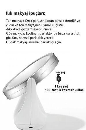 5 Kat Büyütmeli LED Işıklı Makyaj Aynası Dokunmatik  Döner Başlık