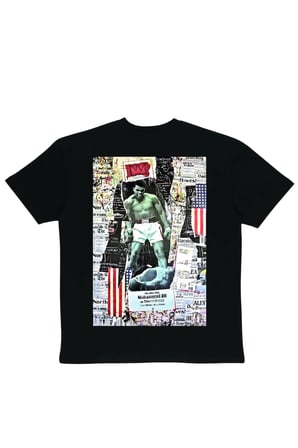 Lenithra Muhammed Ali Sırt Baskılı Unisex Oversize T-shirt Siyah / 2XL