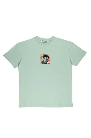 Lenithra Muhammed Ali Sırt Baskılı Unisex Oversize T-shirt Gri / XL