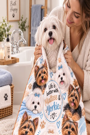 Gökova Home Maltese & Yorkie Terrier Köpek Kurulama Havlusu Mikrofiber 50x100 cm