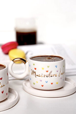 24K Altın Dekorlu "Mucizelere İnan" temalı kahve fincanı çay fincanı mug