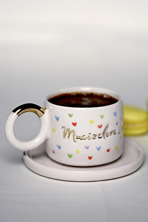 24K Altın Dekorlu "Mucizelere İnan" temalı kahve fincanı çay fincanı mug