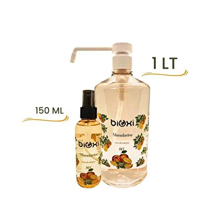 Bioxi® Mandarin 80° Kolonya 1 LT Sprey Başlıklı + 150 ML