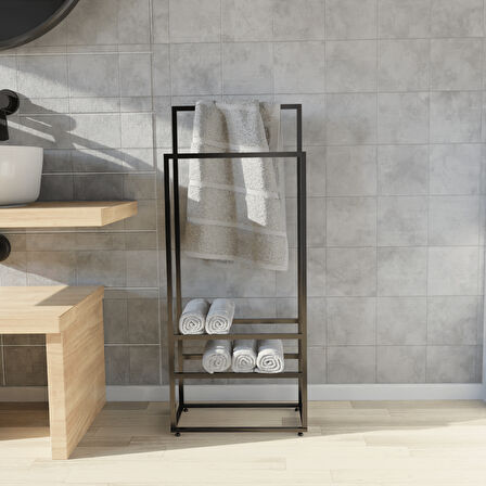Manolya Extra 2 Katlı Metal Havluluk – Modern ve Şık Banyo Rafı