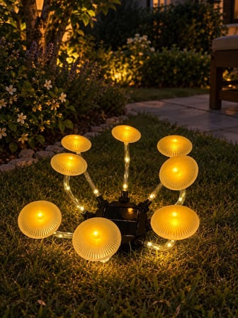 Güneş Enerjili Dekoratif Mantar Bahçe, Yol Aydınlatması & 8 Led Solar Aydınlatma