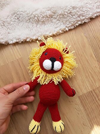 Amigurumi Galatasaraylı Aslan taraftar el örgüsü sağlıklı Oyuncak