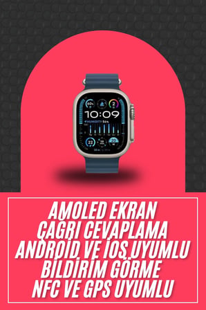 49mm Akıllı Saat Amoled Ekranlı Kadın Erkek Kol Saati Plastik Kordon