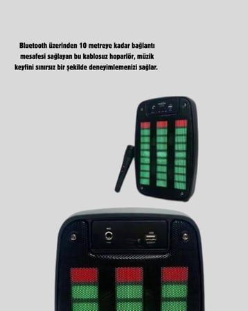 GTS 1793 Kablosuz Bluetooth Hoparlör 6.5 İnç Işıklı ve Güçlü Bass