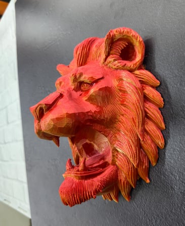 Gold Kırmızı Aslan Duvar Dekoru Asılabilir Hediyelik 3D Heykel 20x21 cm