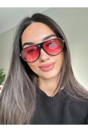 Marcus Kırmızı Pilot Güneş Gözlüğü Unisex Popüler Model Gözlük Damla Modeli Uv400 Korumalı Hafif